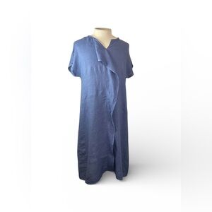 Francesca Bettini Dress Blue 100% Linen Women's Size Large